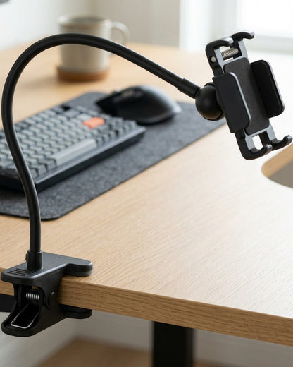 Fotch Desk-Clamp Gooseneck Phone Holder 75 cm Black - Lifestyle view